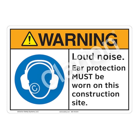 ANSI/ISO Compliant Warning Loud Noise Safety Signs Outdoor Weather Tuff Plastic (S2) 14 X 10